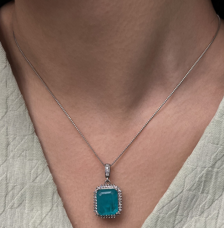 گردنبند نقره زنانه آپاتیت دورنگین