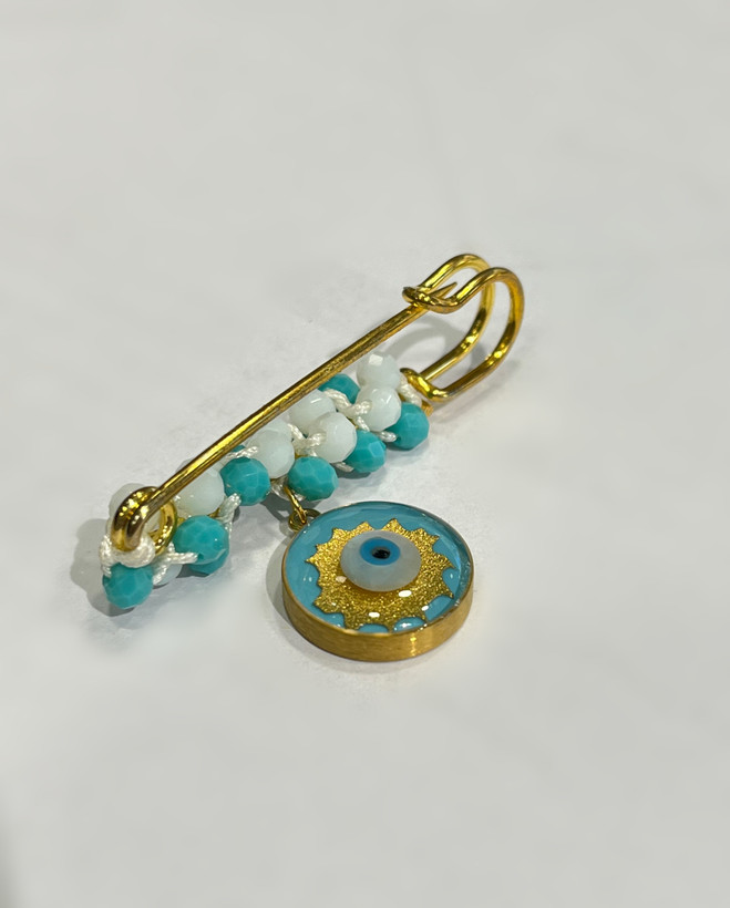 سنجاق سینه چشم نظر صدف فیروزه