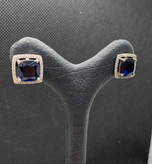 گوشواره نقره زنانه یاقوت کبود دور نگینی