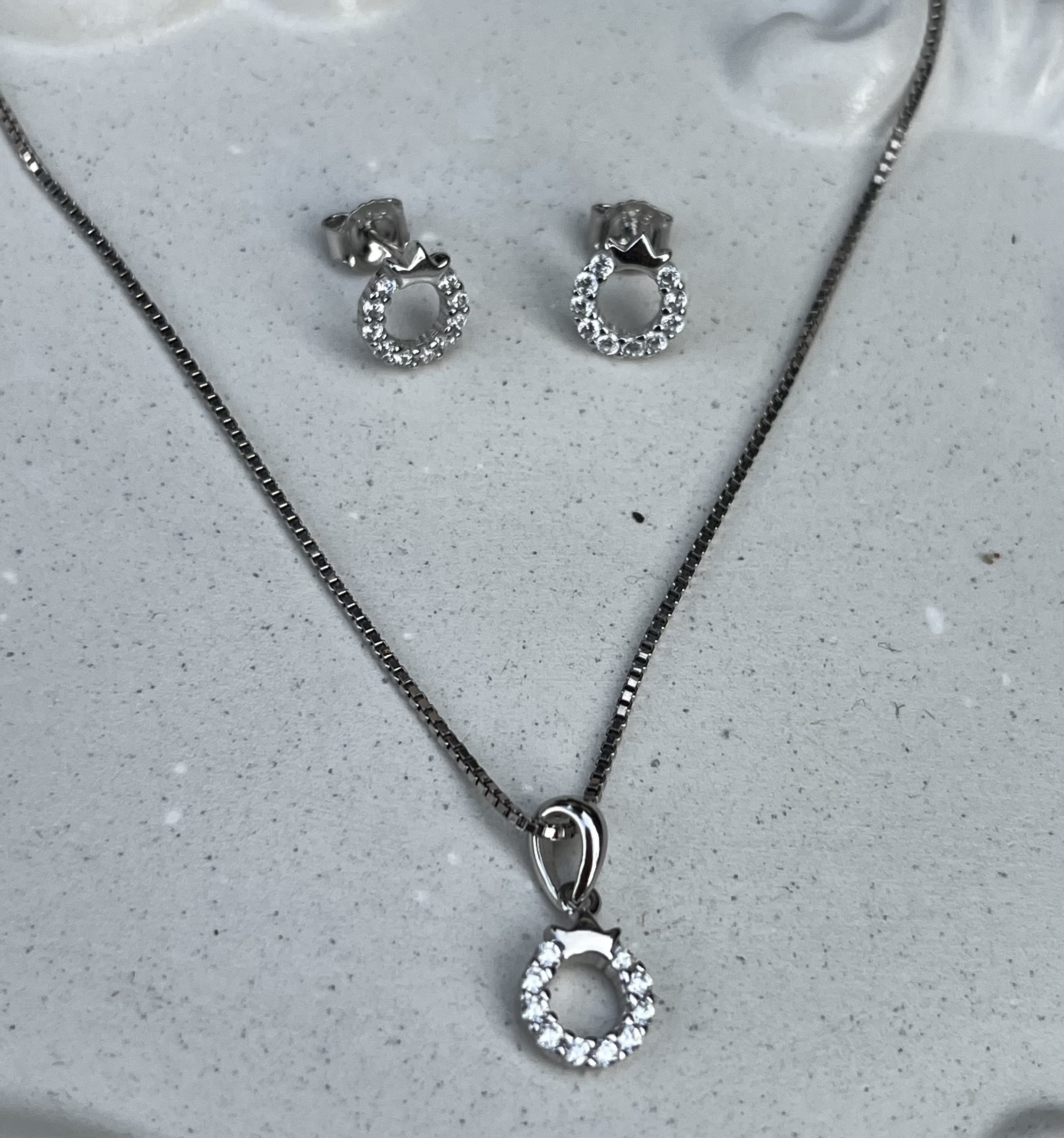 نیم ست نقره زنانه دایره ای دورنگین