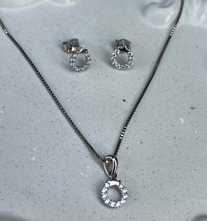 نیم ست نقره زنانه دایره ای دورنگین