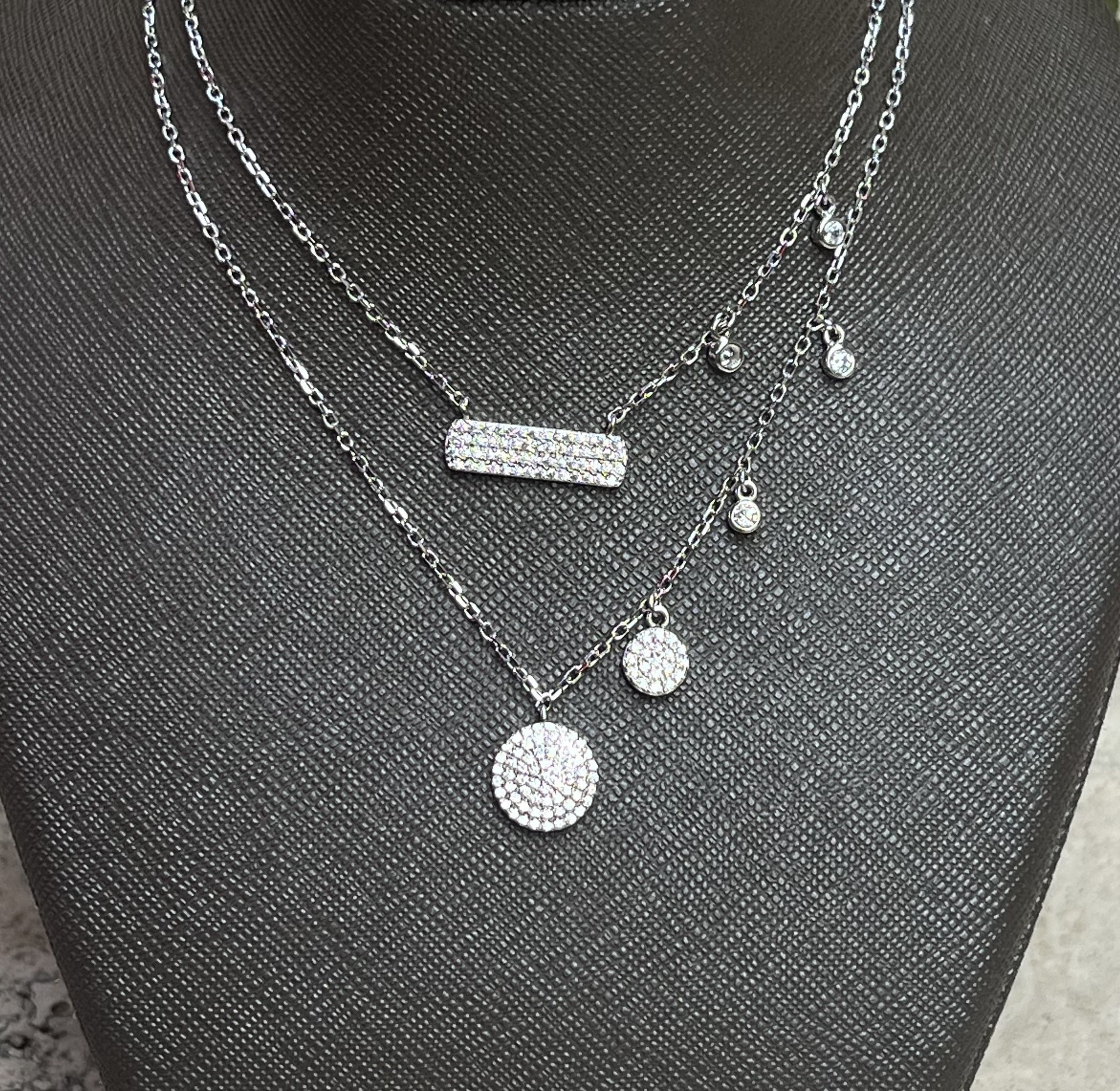 گردنبند نقره زنانه دو لاین نگینی