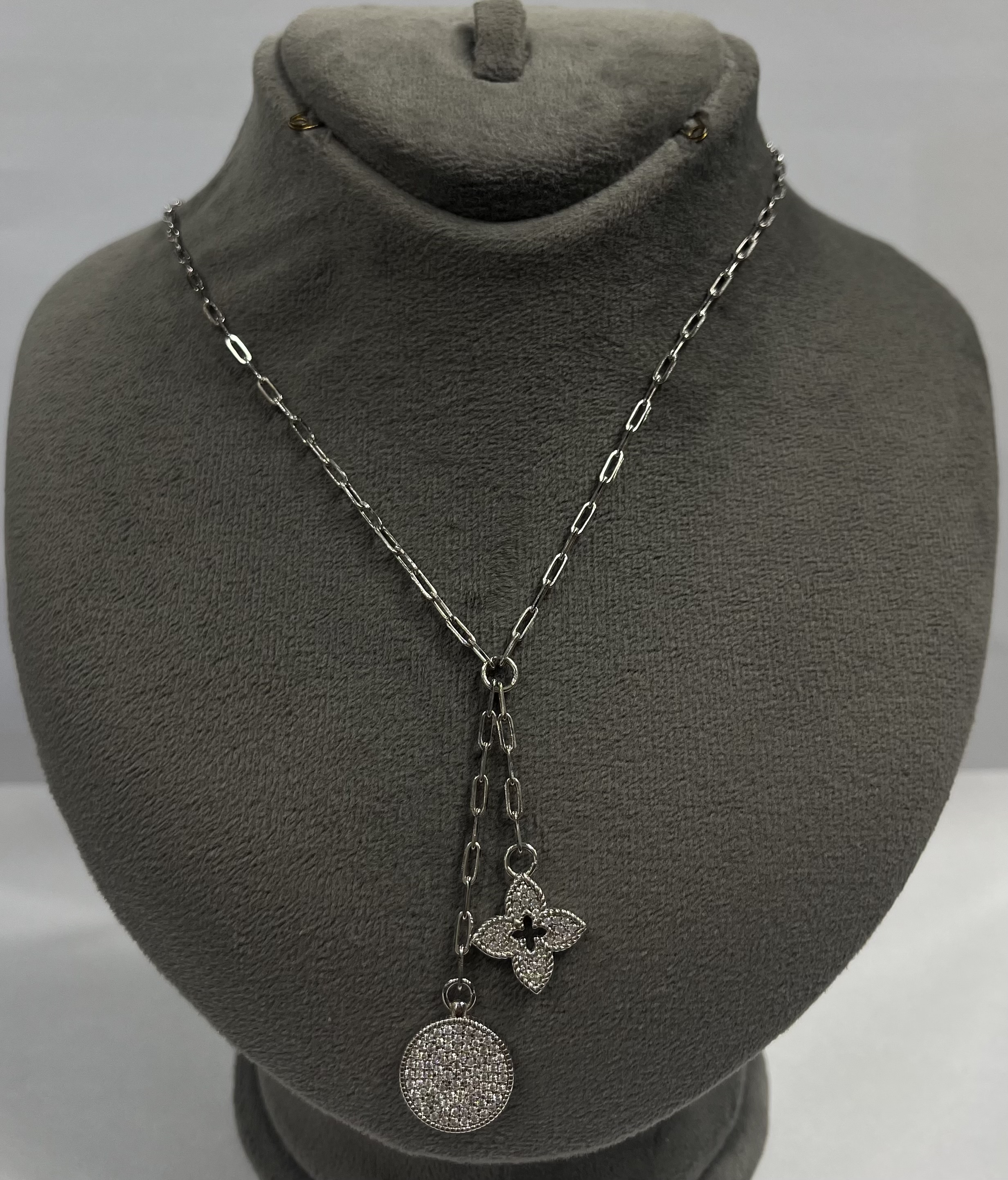 گردنبند نقره زنانه ونکلیف سکه ای نگینی