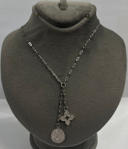 گردنبند نقره زنانه ونکلیف سکه ای نگینی