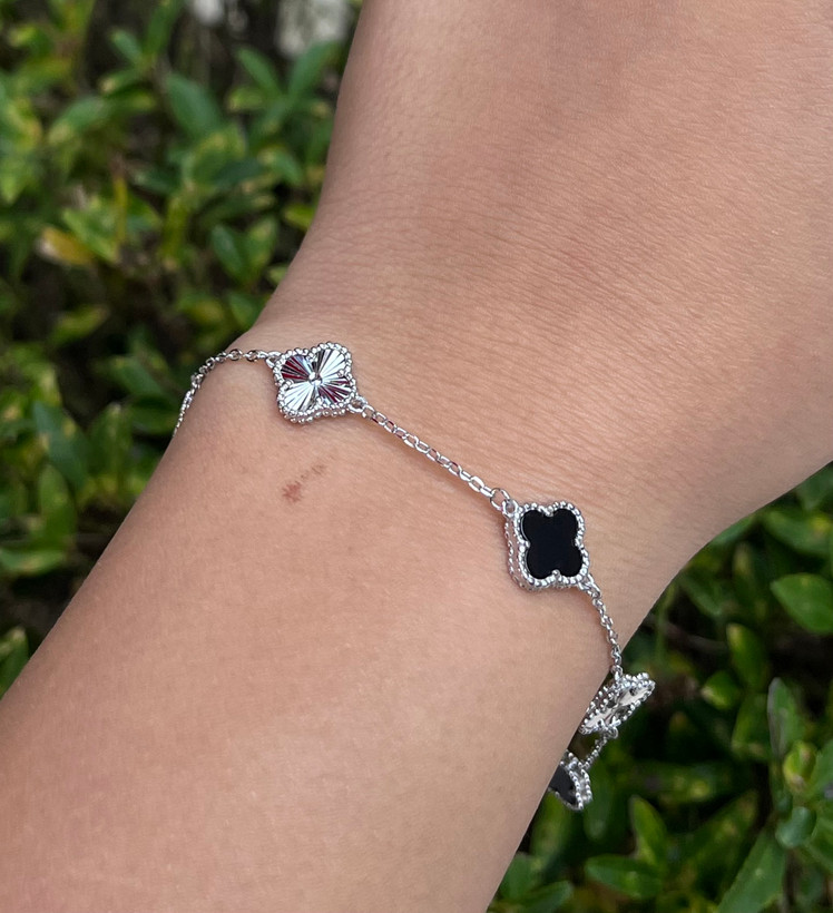 دستبند نقره زنانه ونکلیف تراش و اونیکس پنج تایی