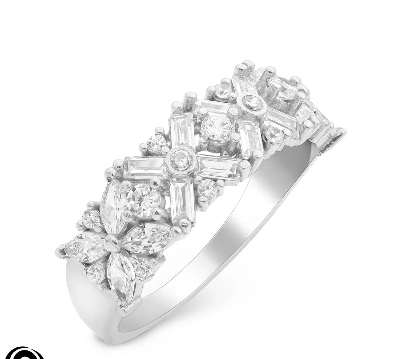 انگشتر نقره زنانه نگین باگت و مارکیز