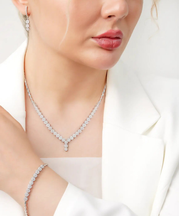 سرویس نقره زنانه جواهری فلاور نگینی