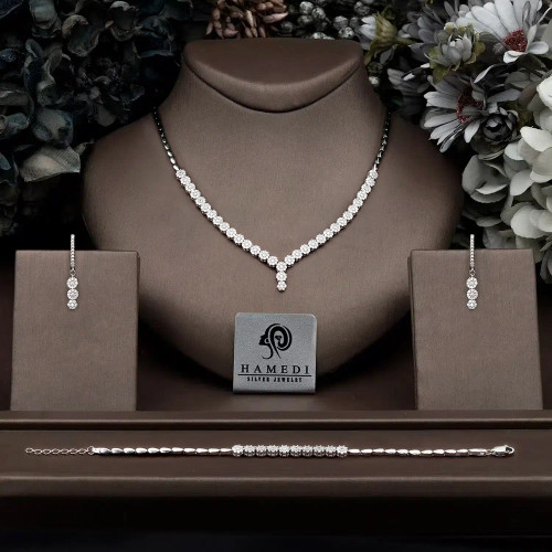 سرویس نقره زنانه جواهری فلاور نگینی