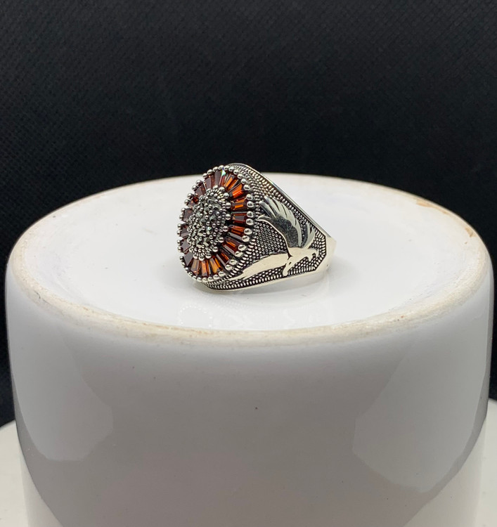 انگشتر نقره مردانه عقیق قرمز باگت