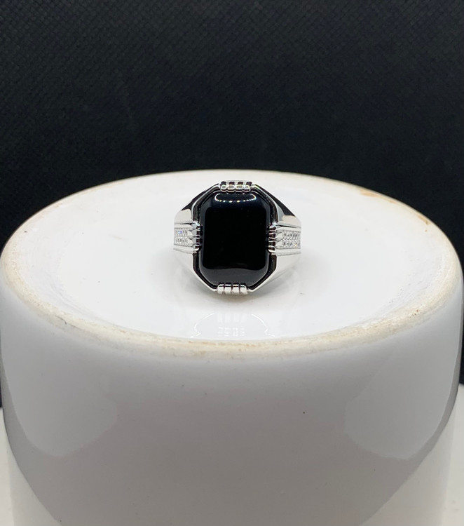 انگشتر نقره مردانه عقیق مشکی دامله