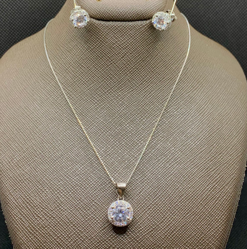 نیم ست نقره زنانه موزانایت گرد دور نگین