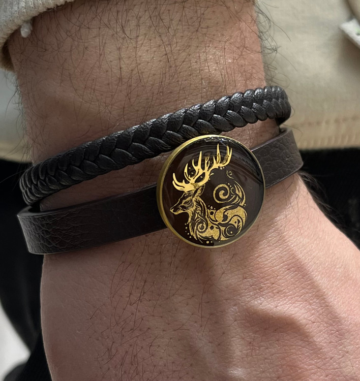 دستبند ورق طلا چرم روکو