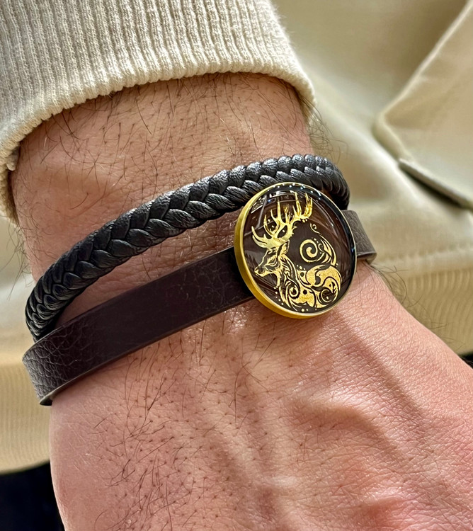 دستبند ورق طلا چرم روکو